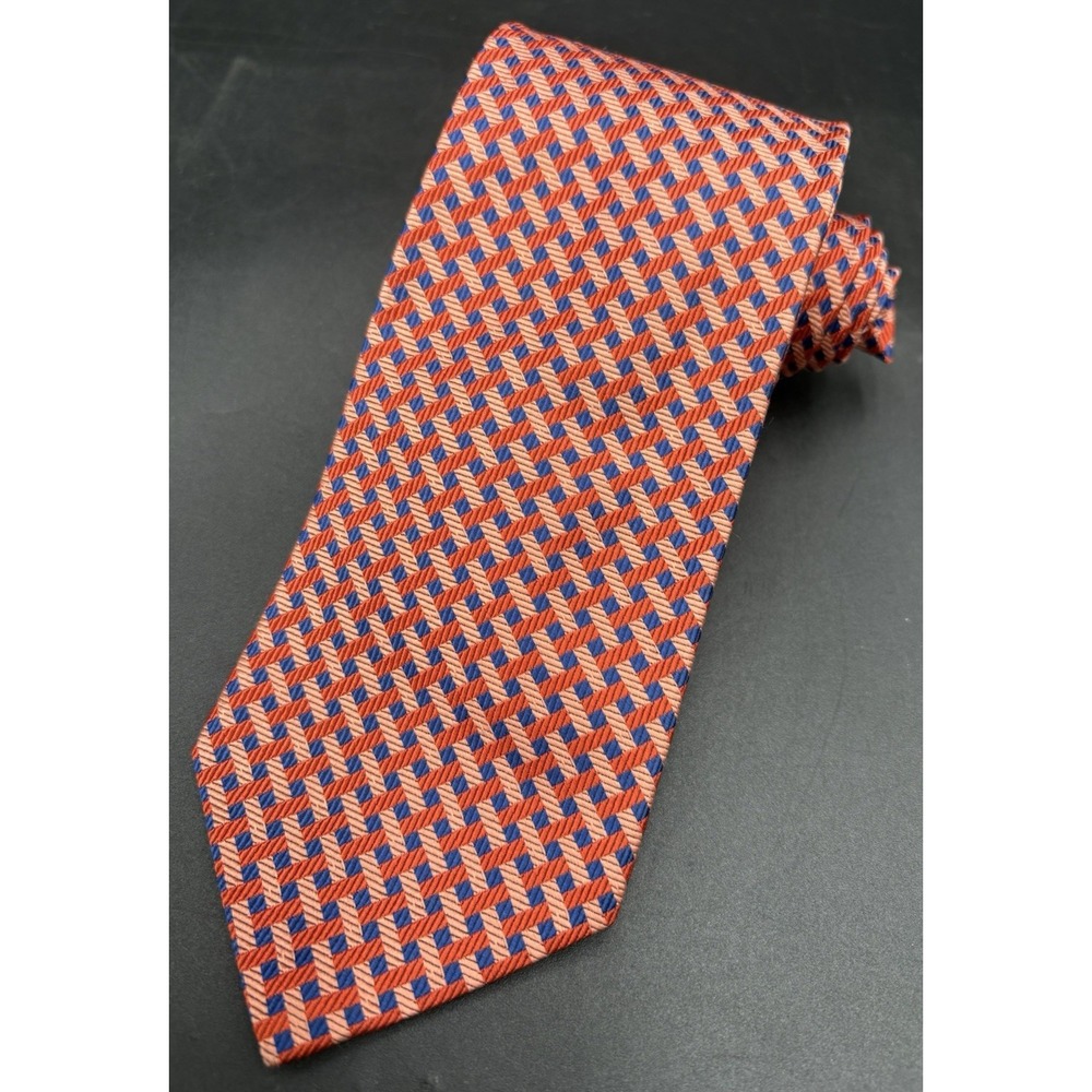 BROOKS BROTHERS Men's Tie Makers 100% Silk USA Designer STRIPED Blue/Orange EUC